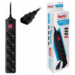 Сетевой фильтр Buro 500SH-1.8-UPS-B 1.8м (5 розеток) черный